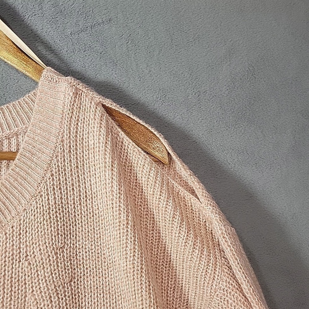 CABLE & GAUGE PINK Sweater Womens 1x Cold Shoulder Knit - Picture 4 of 12